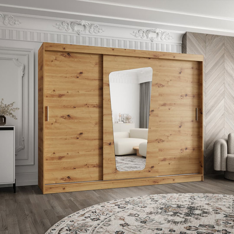 Bertilla Manufactured Wood Wardrobe, Oak