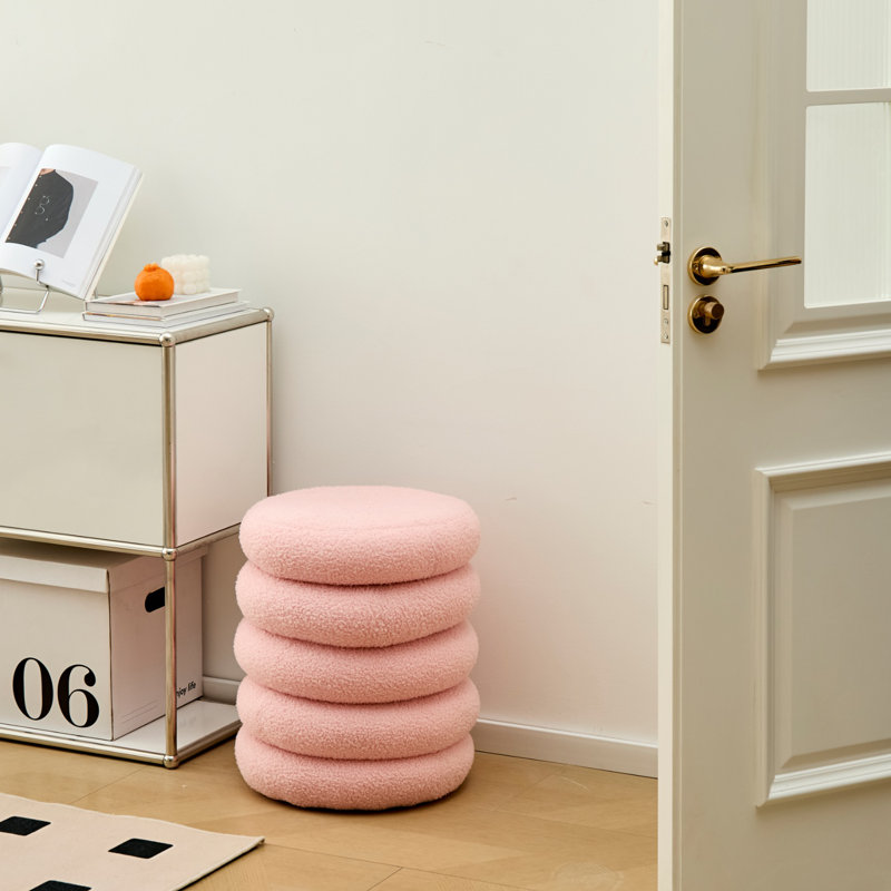 Upholstered Pouf, Pink