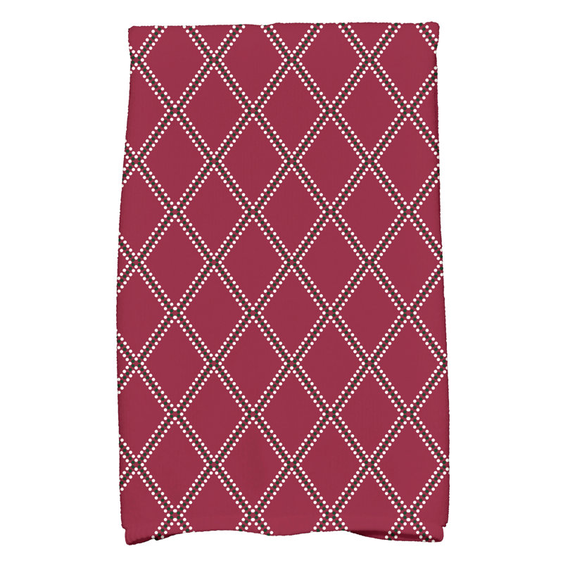 Diamond Poly Twill Tea Towel, Cranberry
