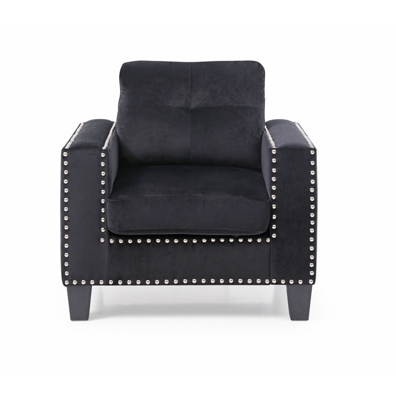 Caceres Velvet Armchair, Black