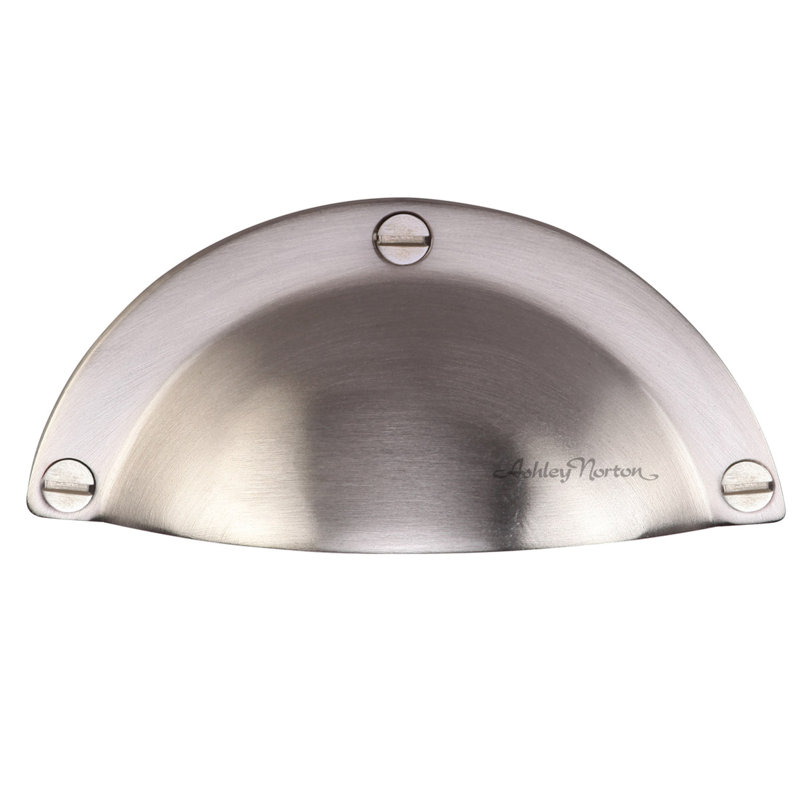 Front Mounted Cabinet Cup/Bin Pull, Satin Nickel