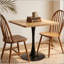 Table de salle à manger carrée compacte avec rebord épaissi, piédestal en métal de style Mid-Century