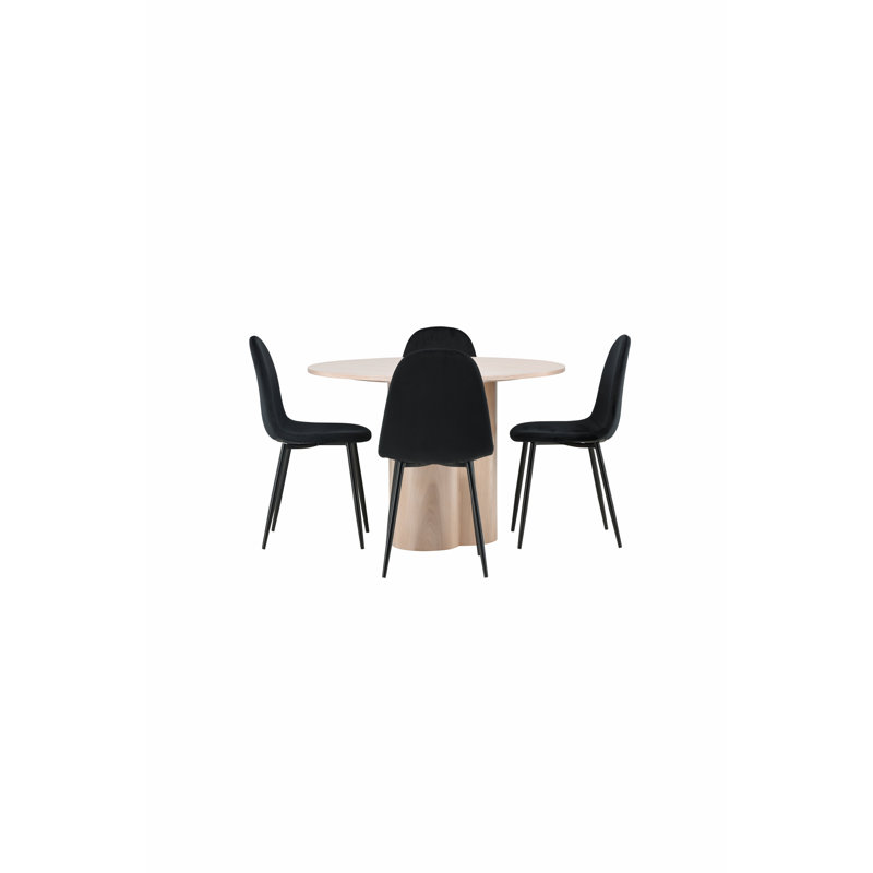 Oldham 4 - Person Dining Set, Black, Black