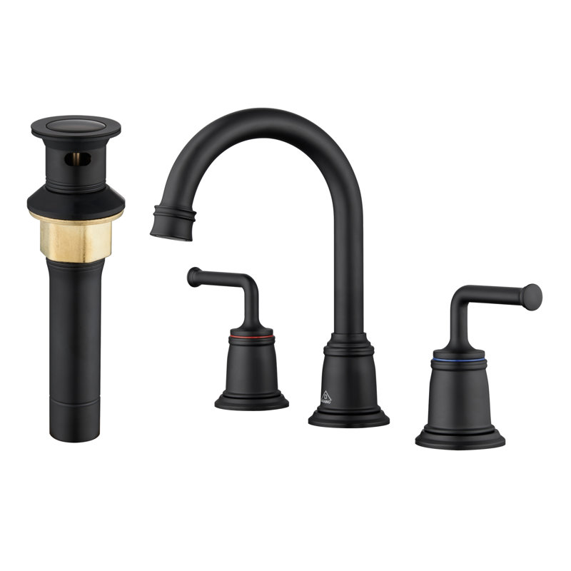 8-inch Widespread Faucet 2-handle Bathroom Faucet with Drain, Matte Black