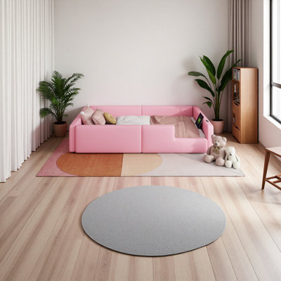 Twin Size Upholstered Platform Bed With Guardrail And Charging Station