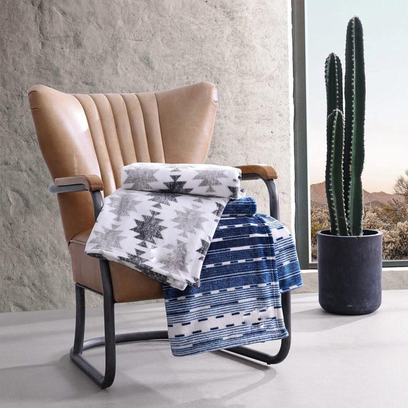 Logan Blue Reversible Fleece Throw Blanket 50"x60"