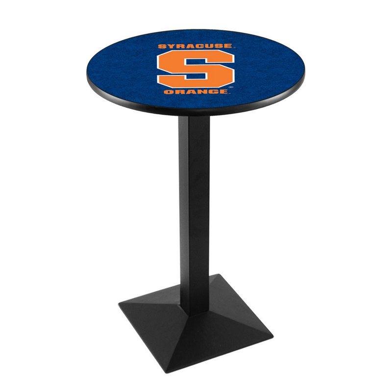 Round Metal Base Dining Table, Black Wrinkle, Syracuse University