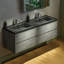 Ensemble de meuble-lavabo mural flottant gris l 59 po x P 19-5 / 8 po avec comptoir en composite sable noir Quartz-87768961