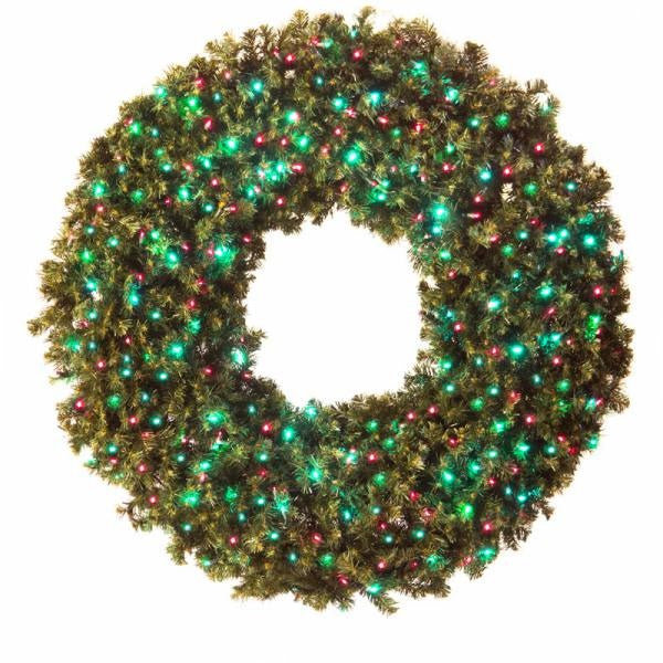 LED 60" Wreath with concave bulbs (Blue), White