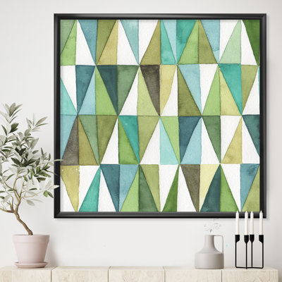 " Geometric Green Triangle III " Painting Print