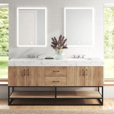 Annice 72"" W Double Bathroom Vanity Set with Mirror -  Wade LoganÂ®, E22D719E0B5642389F608F235F99E121