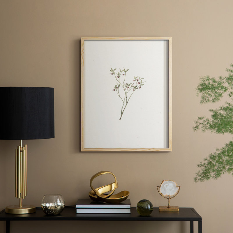 Reproduction florale rétro CLxxxi encadrée - bois massif, H 21 po x l 17 po, Naturel