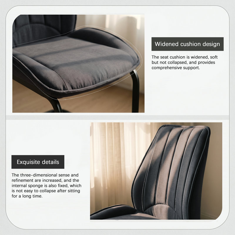 Cantilever Dining Chairs Set, Vertical Channel Tufting with Ergonomic High Back - Modern Grey Fabric Kitchen Chairs for Dining Room, Home and Kitchen