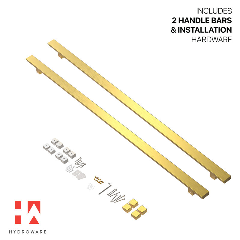Modern Brushed Gold Stainless Steel Push Pull Door Handle Set