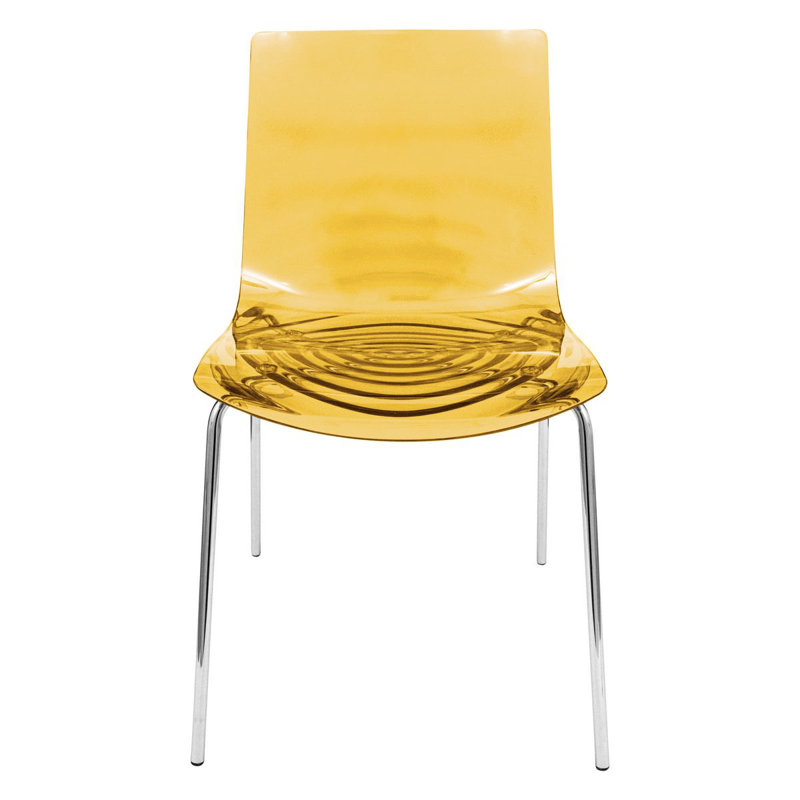 Chaise de salle à manger en acrylique transparent Clear Ghost, Orange transparent, Simple