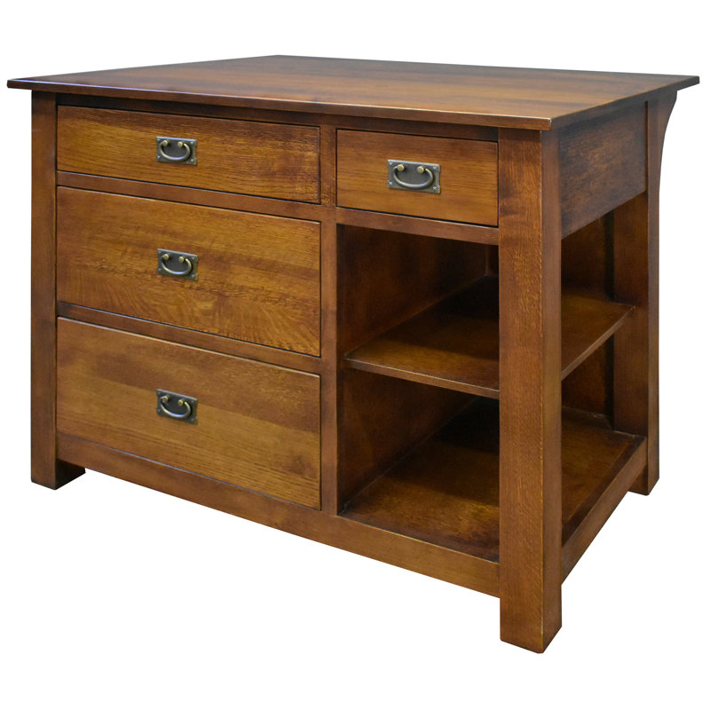 Mission 4 Drawer Oak Kitchen Island 45" wide