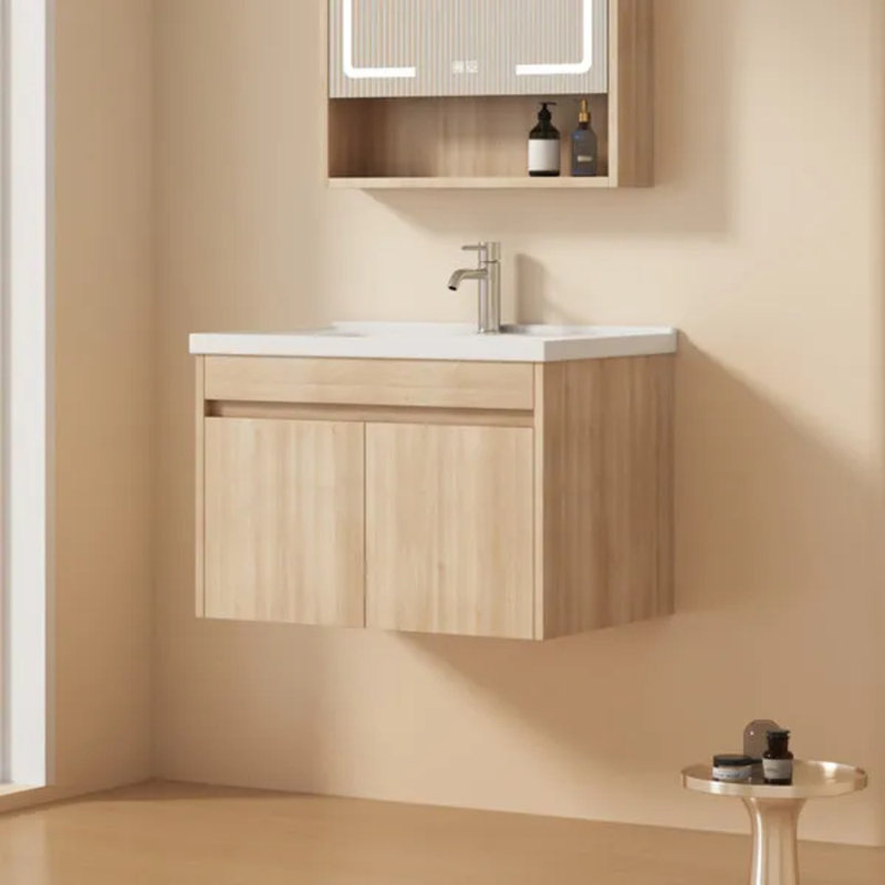 28 Inch Bathroom Vanity with Sink Combo, Wall Mounted Small Bathroom Vanity with Soft-Close Door Modern Floating Cabinet, Pop-up Drain, P-Trap Included, (No Faucet)