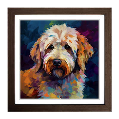 Labradoodle Fauvism No.1 - Single Picture Frame Print on Wood