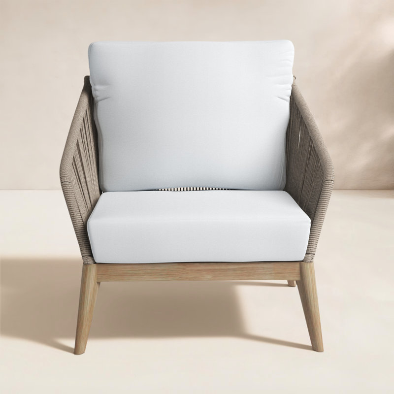 Bowery Acacia Outdoor Lounge Chair, Beige
