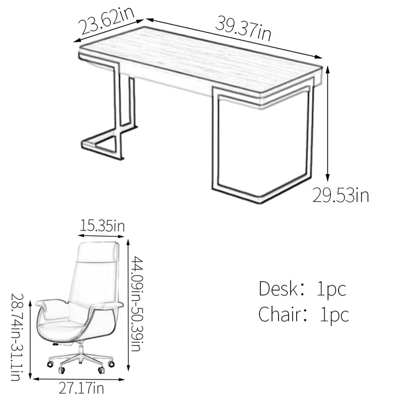 Bureau spacieux et ergonomique, H 29,53 po x l 39,37 po x P 23,62 po