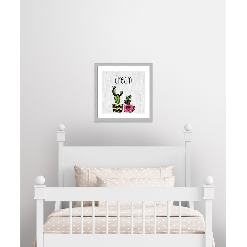 «Cacti A», art encadré, H 22,5 po x l 22,5 po x P 0,6 po, Encadré plat argent