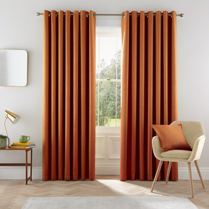 Eden Eyelet Room Darkening Curtains, 229 W x 229 D cm, Ginger