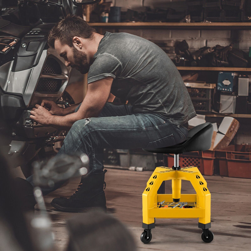 Adjustable Height Stool, Yellow