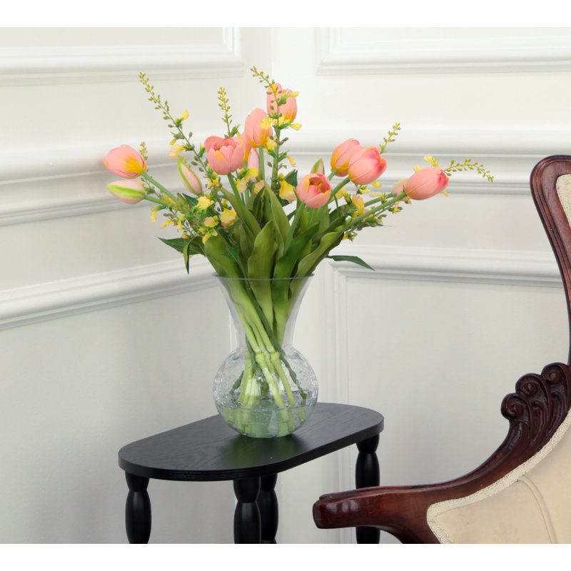 Tulip Vase - 16 Inches, Pink/Yellow/Green
