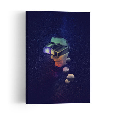 Cosmic Vr Dream Abstract Retro Surreal Landscape Nature Wall Art Print by Dominik Przerwa - Wrapped Canvas Print