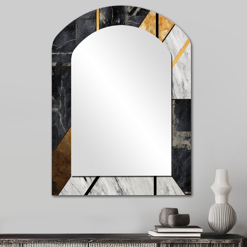 Koeller - Miroir abstrait en métal, 34 po x 25 po