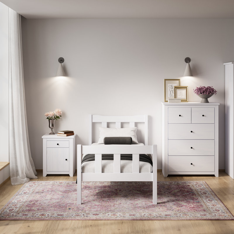 HAVANA PINE 5 DRAWER CHEST OF DRAWERS, White