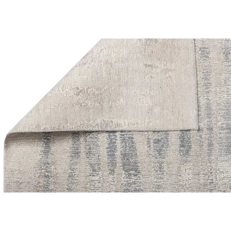High-Quality Hand-Knotted Grey And Silver Area Rug, Rectangle 12' x 15'