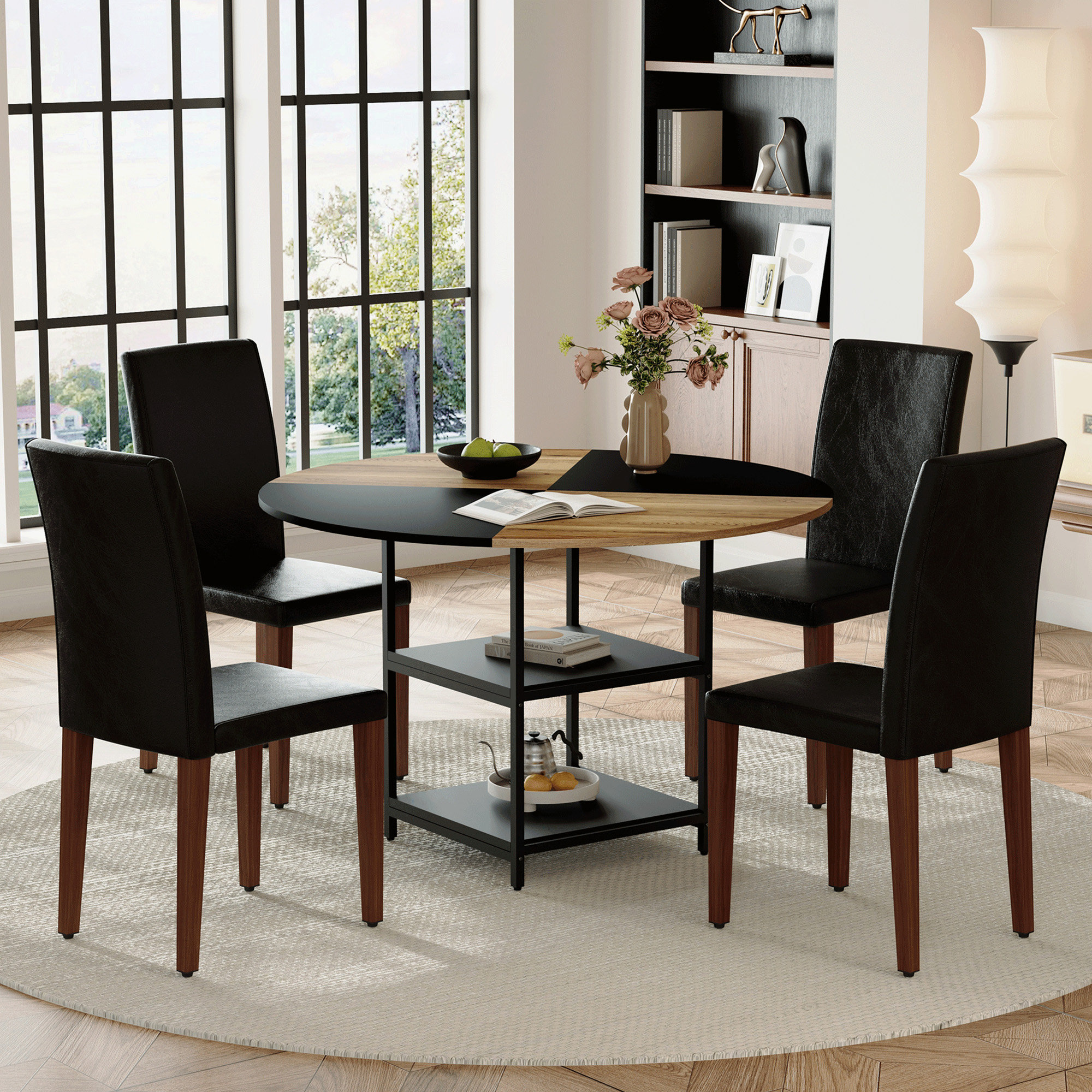 Latitude Run® Table And Chair Set. Paired With Upholstery Dining Chairs | Wayfair