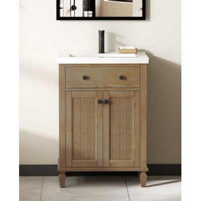 Ensemble de meuble-lavabo simple 24 po avec lavabo encastré blanc Maxbano