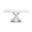 Table de salle à manger rectangulaire blanche extensible avec impression en marbre, structure en MDF et en acier