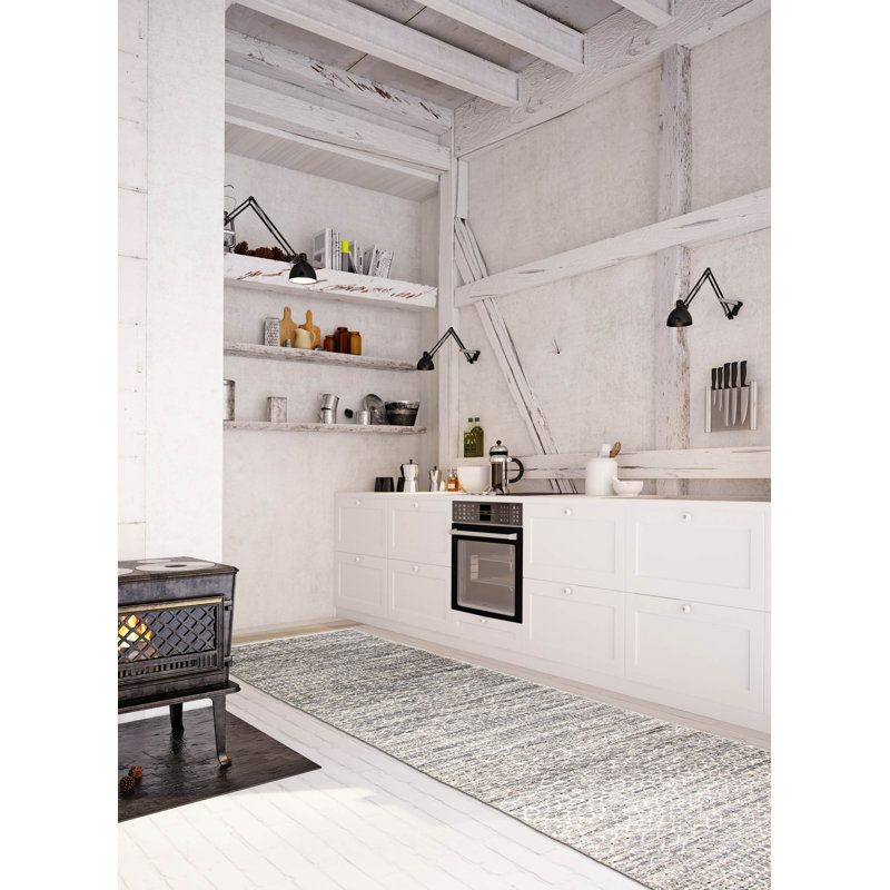 Tapis gris ombre en soie One Of A Kind 2 pi 7 po x 11 pi 10 po