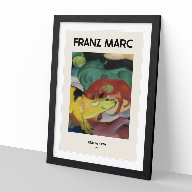 The Yellow Cow Vol.2 by Franz Marc - Picture Frame Painting, 36cm H x 27cm W x 2cm D, Black Framed