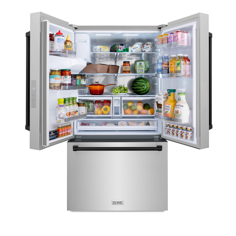 ZLINE Autograph 36 in. Standard-Depth Refrigerator w/ Handles, Matte Black, Stainless Steel