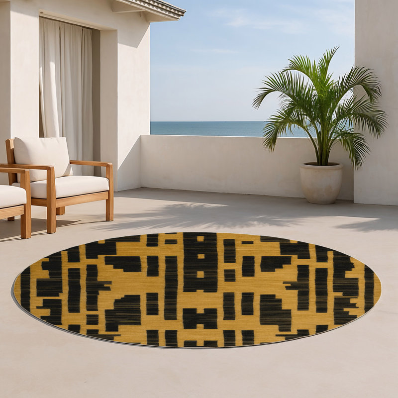 Tapis brun intérieur et extérieur Trellis, Rond 5 pi