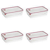 Sterilite Ultra Seal 16 Cup Rectangular Food Storage Containers, Red (4 Pack)