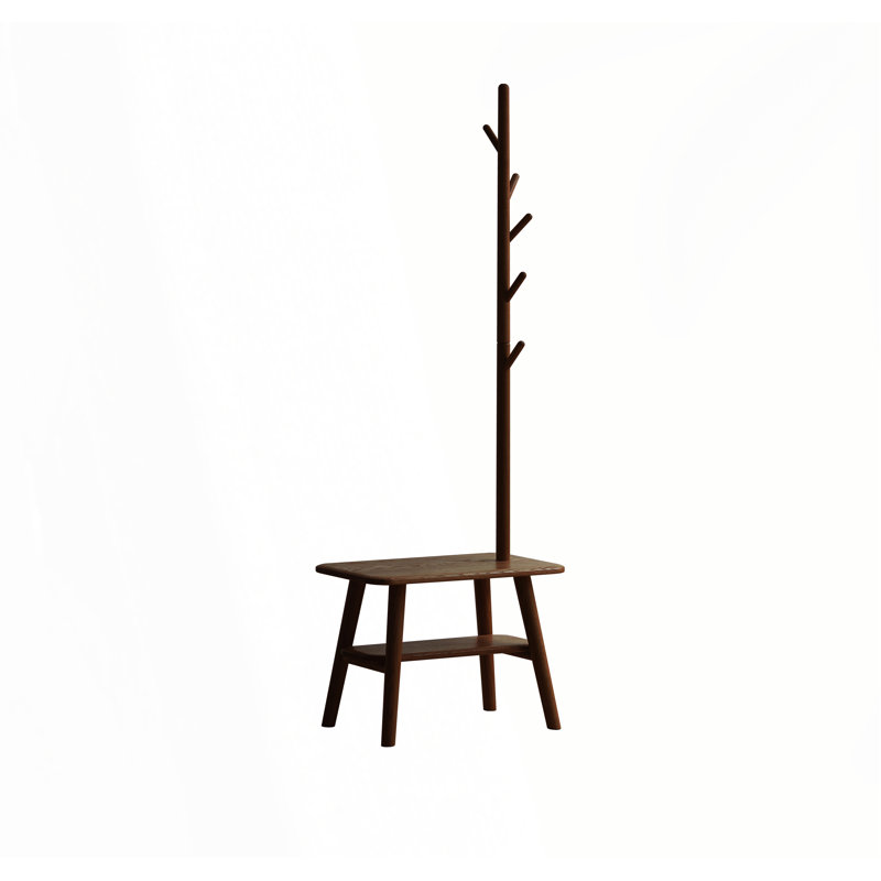 Tabouret à chaussures Mid-Century, Noyer