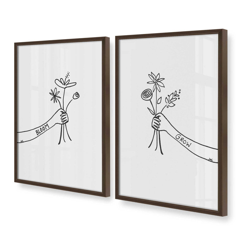 Ensemble de 2 impressions «Grow with love», 24 po x 18 po, Impression encadrée, Brun Belvinder