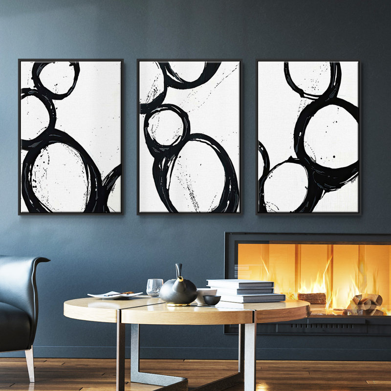 3 pièces Somer Sault I, H 27 po x l 54 po, Noir