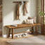 55" Solid Wood Entryway Bench, Indoor Bench End of Bed bench for Dining Room, Bedroom-682615124