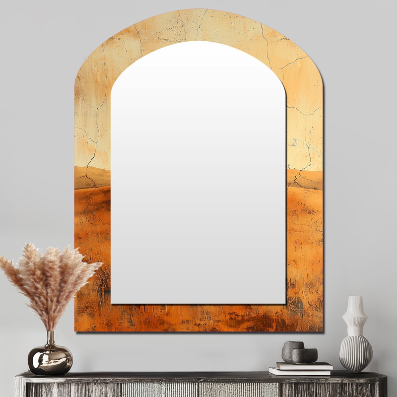 «Black Simplicity In Nature», paysage africain III - grand miroir mural arqué sur métal, 43 po x 33 po