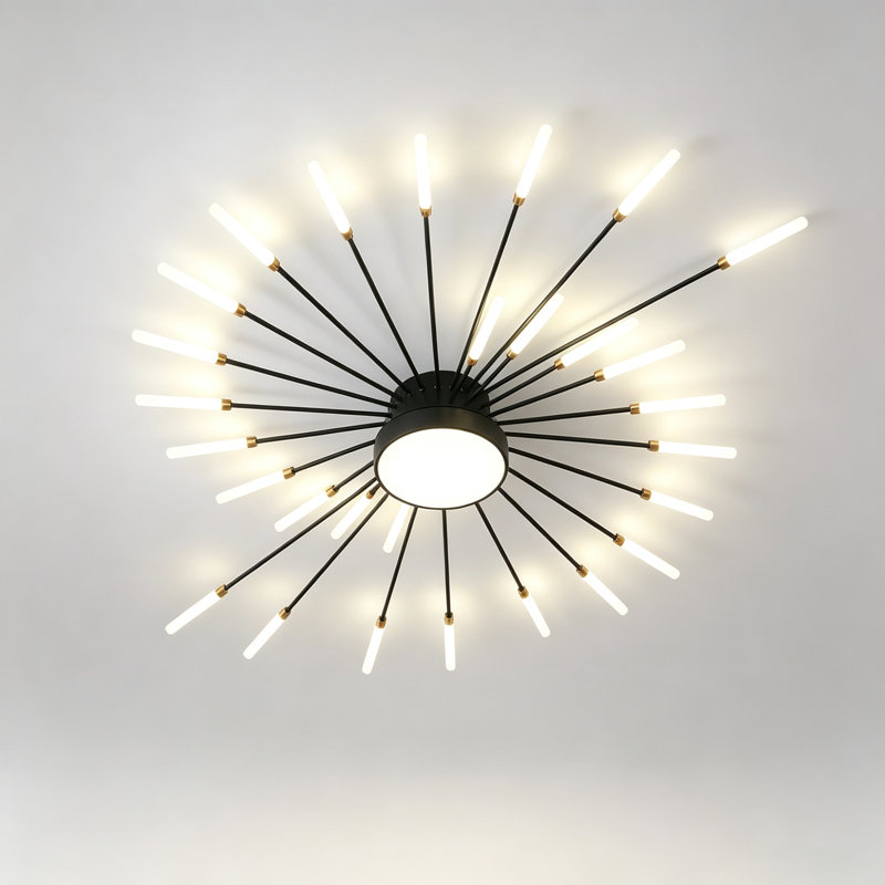 Flush Mounts 29-Light Ceiling Light,Modern LED Heads Flower Shape Ceiling Lights,Living Room, Matte Black
