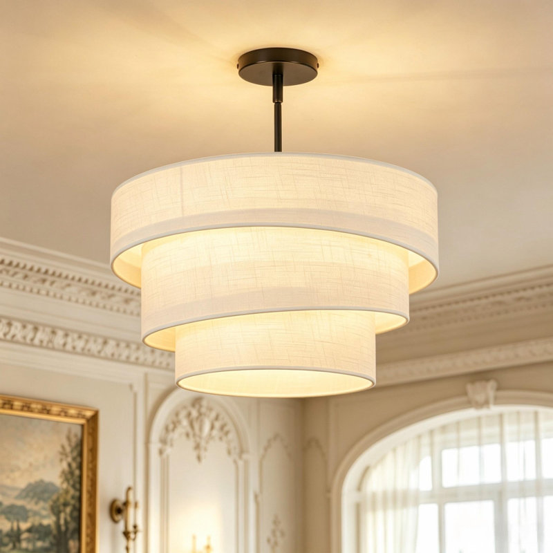 22'' Boho 4 - Tier Hand Woven Pendant Light Flush Mount Ceiling Light