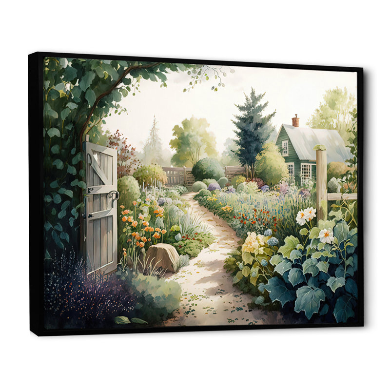 Fresh Garden At The Cottage I - Farm Large, art mural, L 40 po x H 30 po, Cadre flottant noir