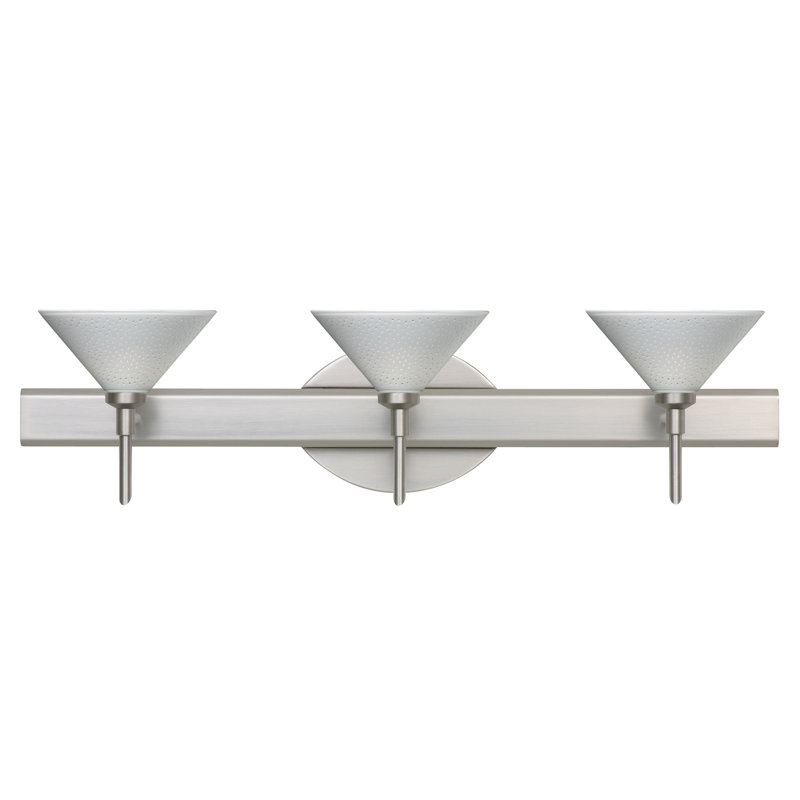 Éclairage pour salle de bain 3 lumières Rodrigue, Blanc étoilé, Nickel satiné, DEL