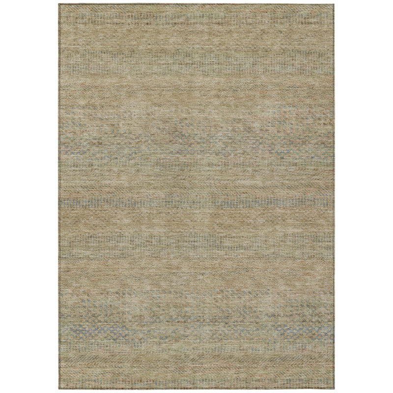 Tapis extérieur lavable rayé beige et taupe 5 pi x 8 pi